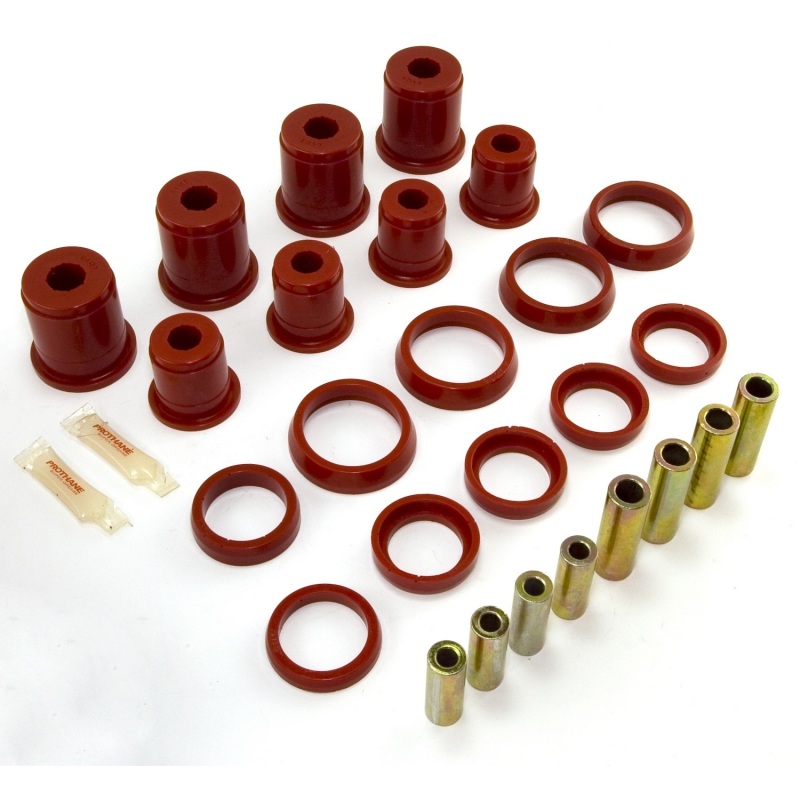 Jeep Wrangler TJ Control Arm Bushing Kit - Front - Rugged Ridge - Polyurethane - Red - `97-`06
